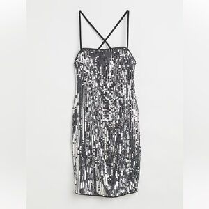 H&M Black and Silver Mini Dress with Sequins